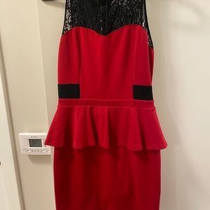 Kenzie Red Peplum Dress - S